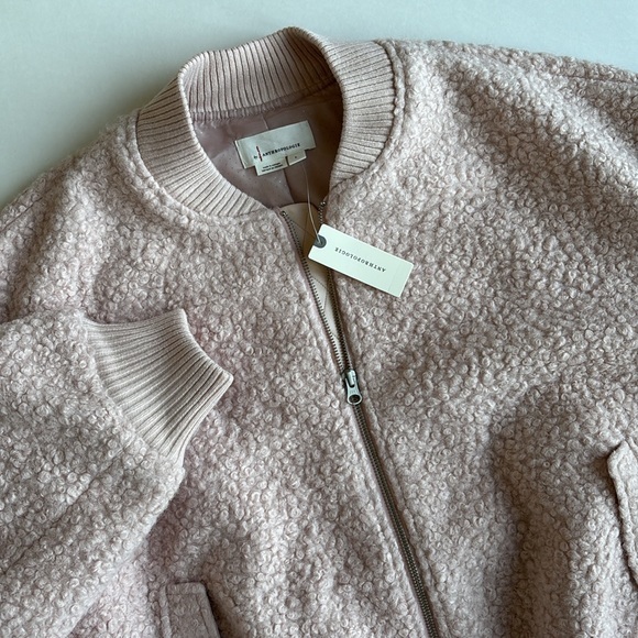 Anthropologie Pink Rose Sherpa Fleece Full Zip Lined Jacket Women‎ Size Large - Picture 2 of 15